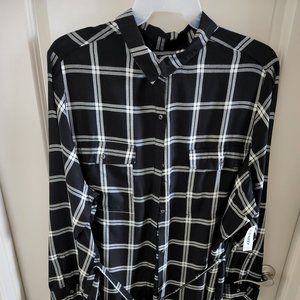 Plaid belted shirt dress